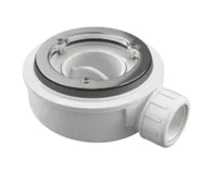 Válvula de desagüe para platos de ducha de resina pizarra 90 mm con arillo  acero inox 3 tornillos : : Bricolaje y herramientas