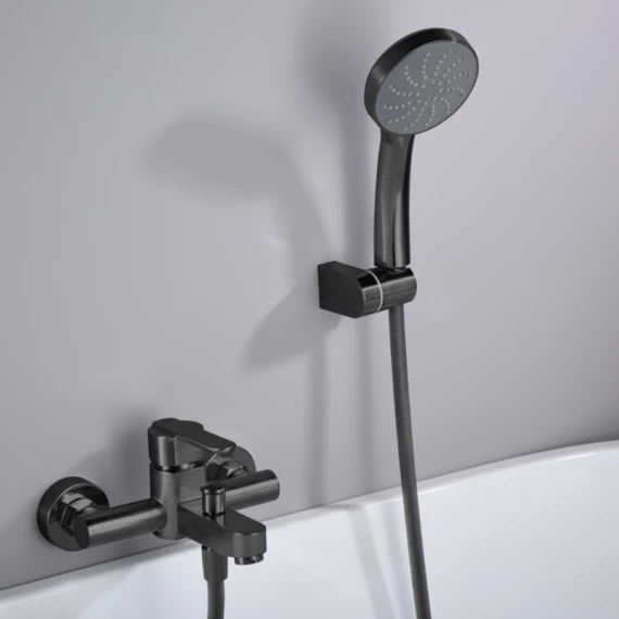 [BDR001-4NG] KIT BAÑO/DUCHA MONOMANDO ROMA NEGRO MATE