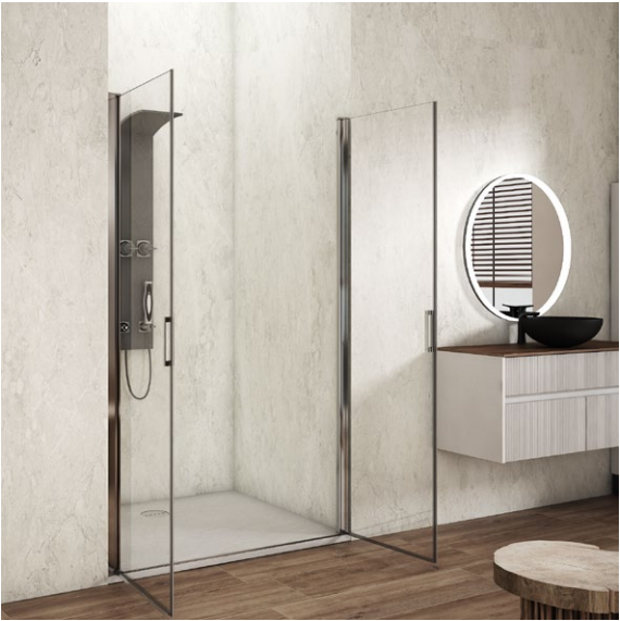 FRONTAL PUERTA ABATIBLE DOBLE DUCHA MODELO ROMERO (CROMO, 60 cm)