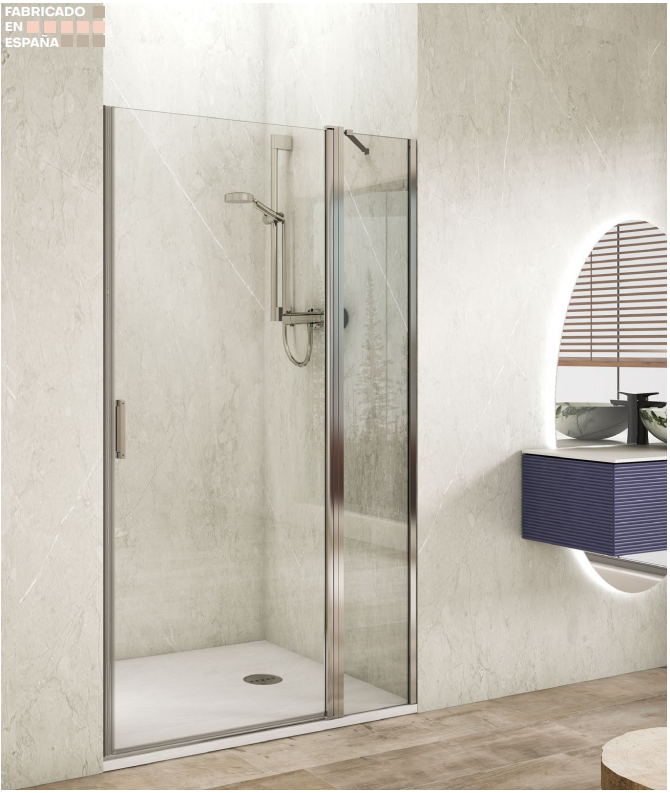 PUERTA ABATIBLE + FIJO EN LINEA MODELO ROMERO (30 cm, 20 cm, CROMO)